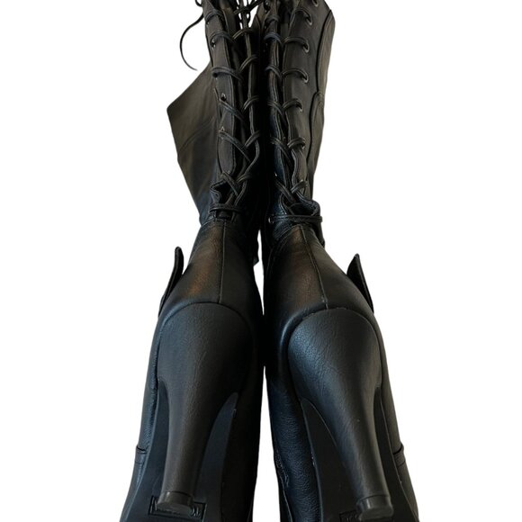 Top Moda Women's Black Lace-Up Heeled Boots Size 9 - Picture 5 of 6